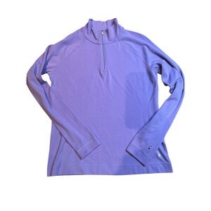Smartwool Women's Lavender Merino Wool Quarter Zip Pullover Long Sleeve Top L